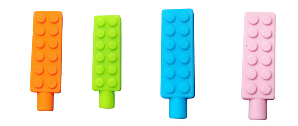 brick pencil toppers in multiple colours
