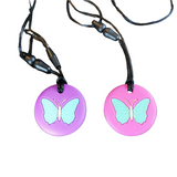 butterfly pendant in purple and pink