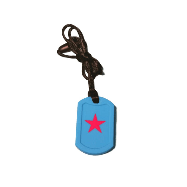 dog tag pendant in blue