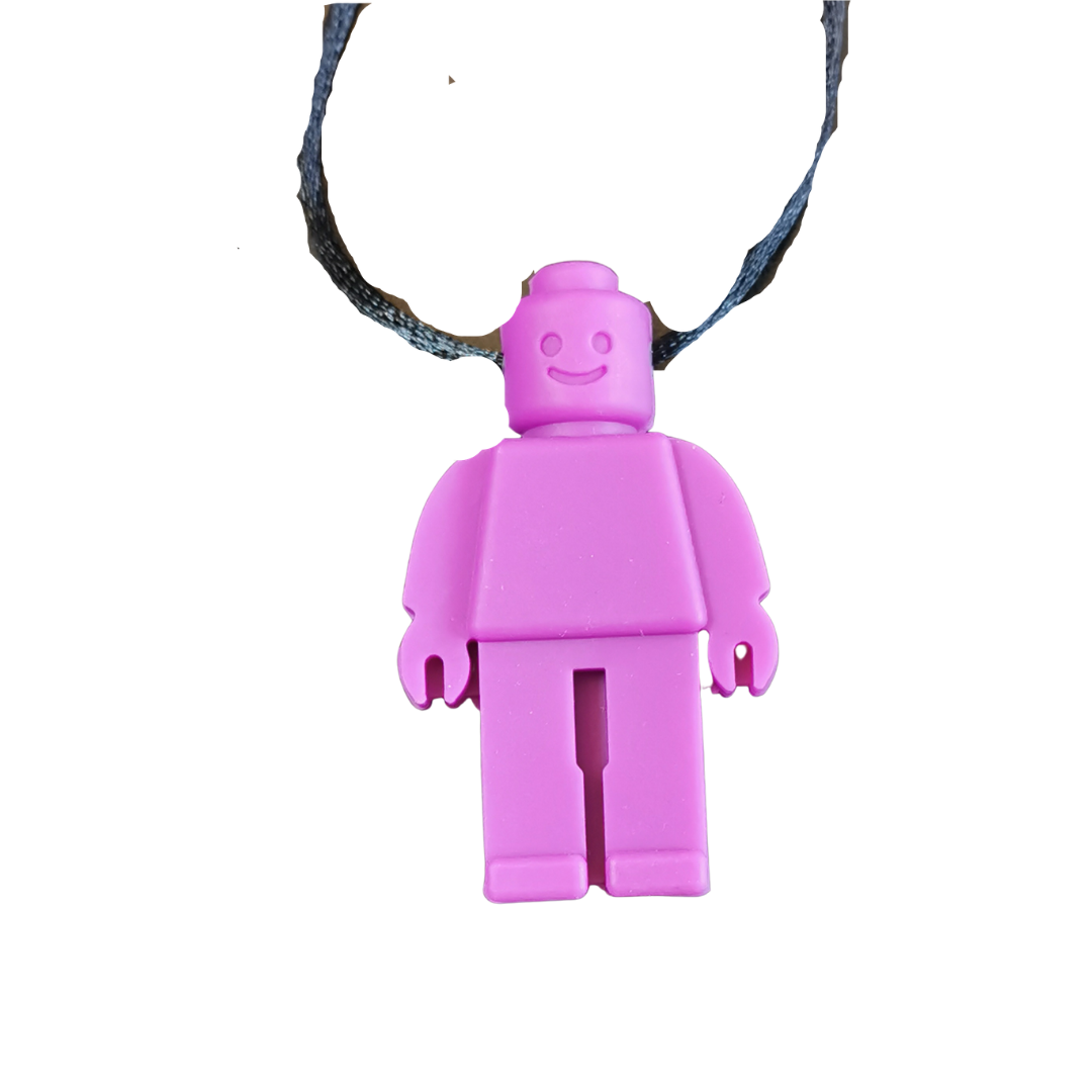 Toy Brick Person Sensory Necklace in purple