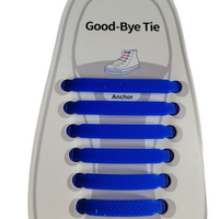 Good-bye tie silicone shoelaces in blue kid
