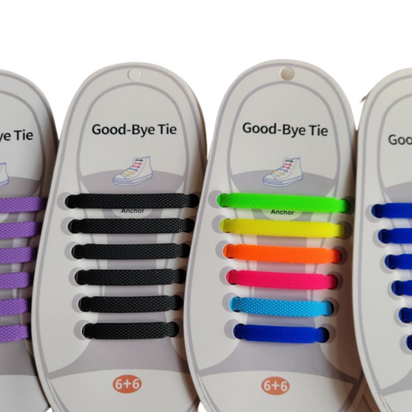 Good-bye tie silicone shoelaces in multiple colours